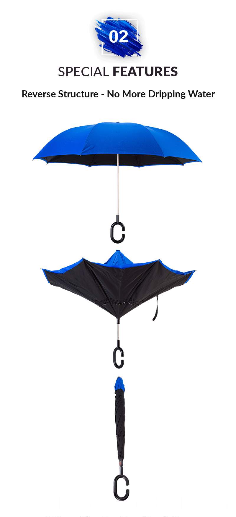 Reverse Hand öffnen gerader Regenschirm Reverse Hand Open Straight Umbrella
